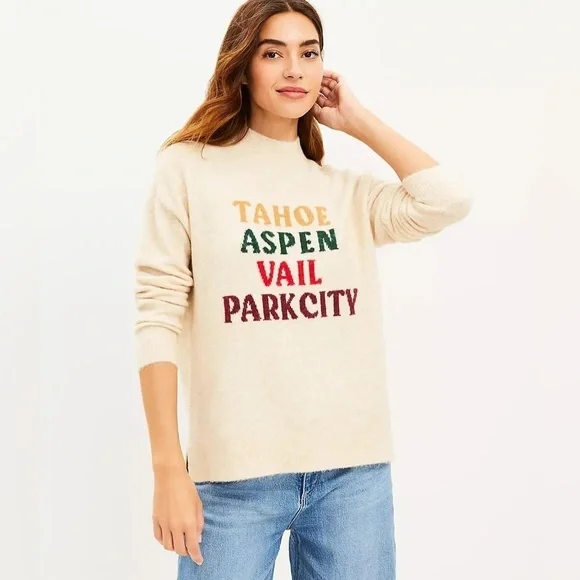 Lou & Grey | Women's Soft Cozy Ski City Sweater Size Small NWT Aspen Vail Tahoe - Picture 2 of 9